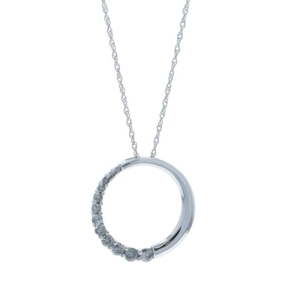 White Gold Diamond Graduated Journey Necklace 18 White Gold Diamond Graduated Journey Necklace 18\